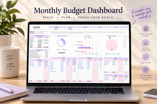 Monthly Budget Dashboard — Track, Plan, Reach Your Goals